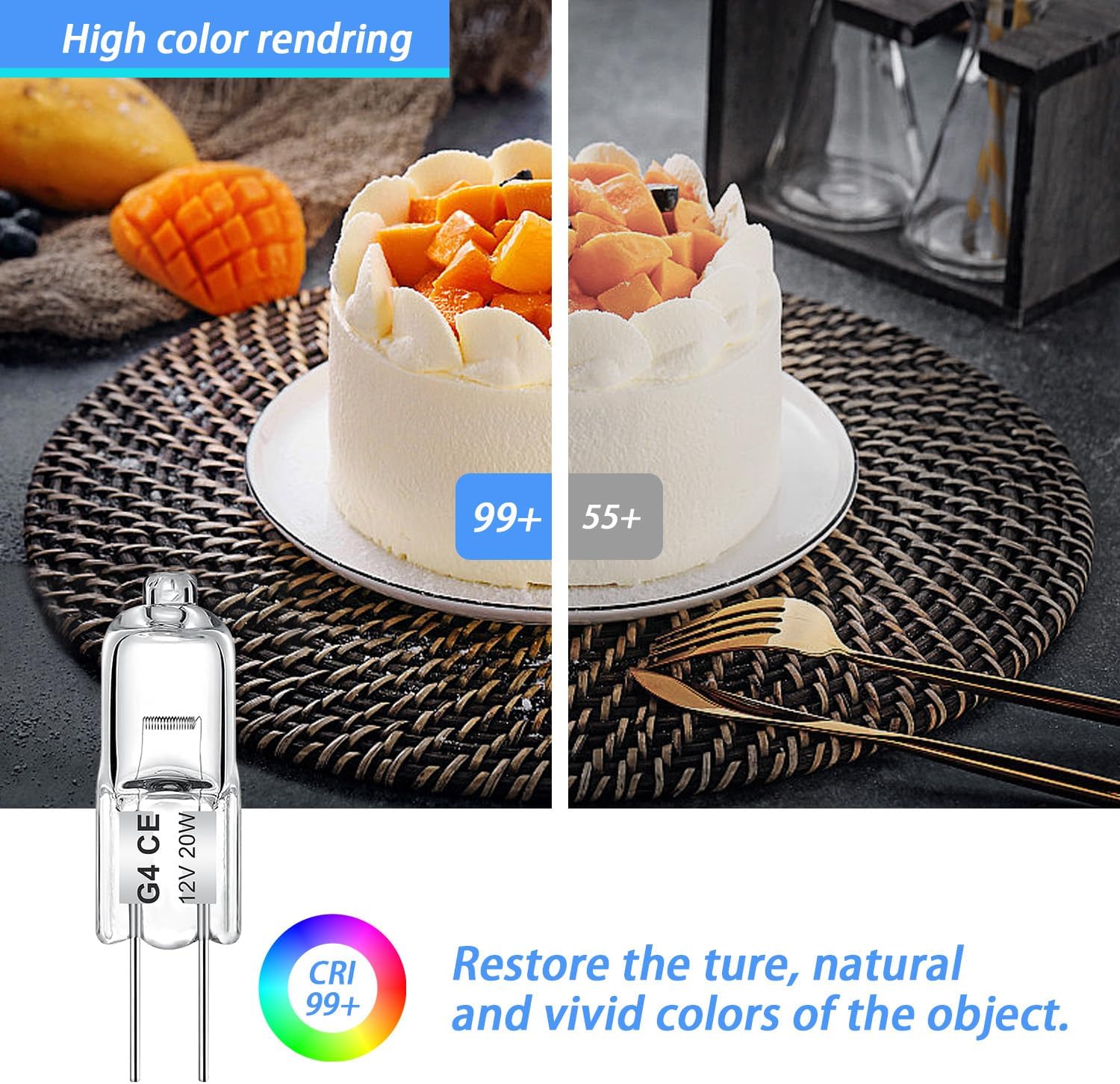 20W G4 Bulb,12V T3 Halogen Light Bulbs 2 Pin,G4 Light Bulbs Replacement for Under Cabinet Puck Light,Chandeliers, Accent Lights, Track Lighting (10 Pack)