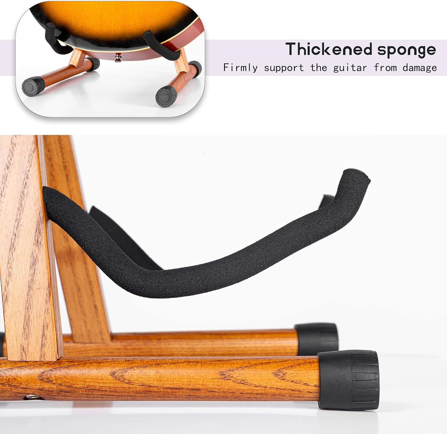 Guitar Stand,Wood Guitar Stand Acoustic,A-Frame Folding Acoustic Electric Guitar Stands Floor for Bass,Cello,Banjo,Mandolin,Ukulele