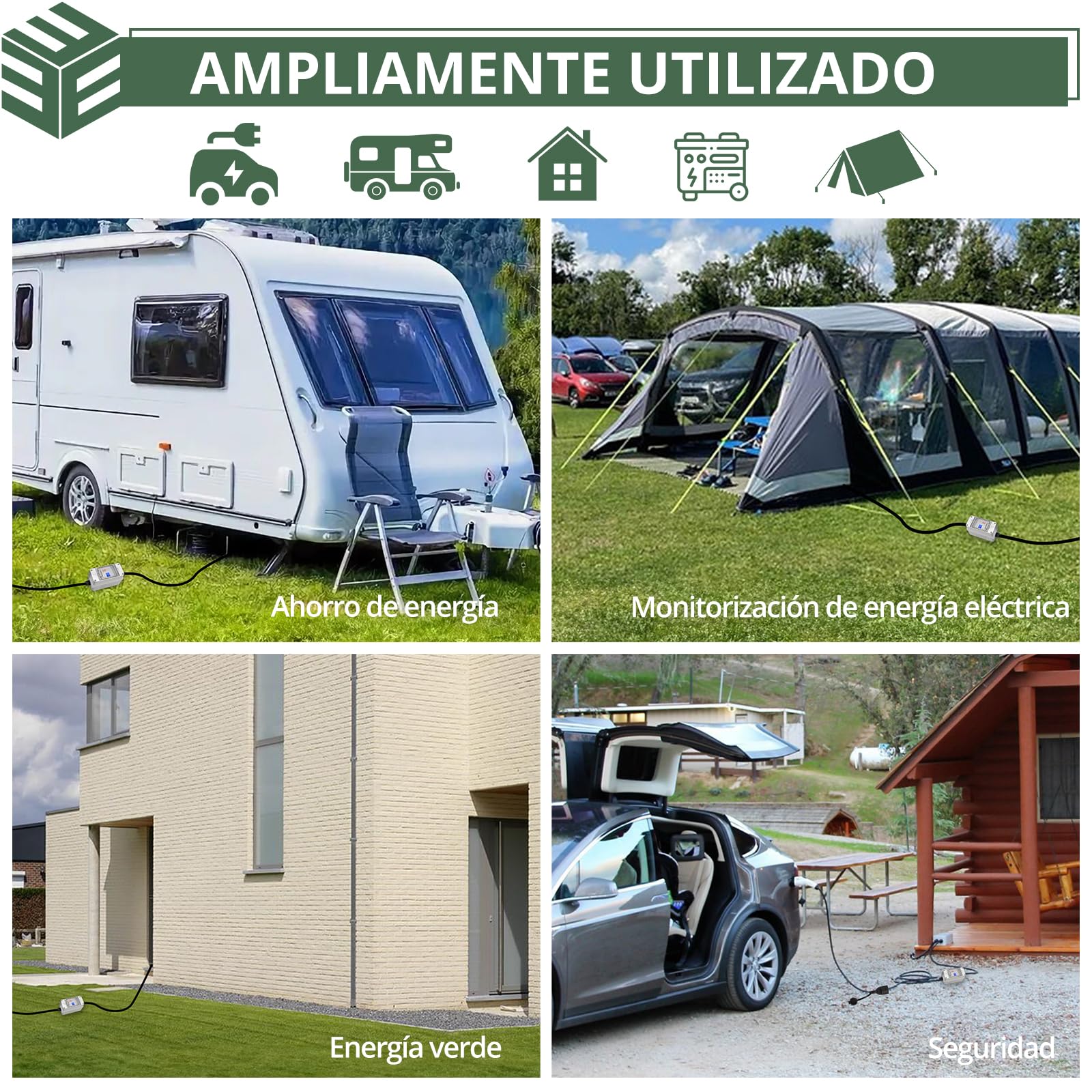 EYPINS Medidor de Electricidad Digital Móvil 80A 230V, Medidor de Consumo Electrico con Disyuntor LS, 3m Medidor Móvil de KWH con Cable de Goma de 1,5㎡, Portátil e Impermeable IP65