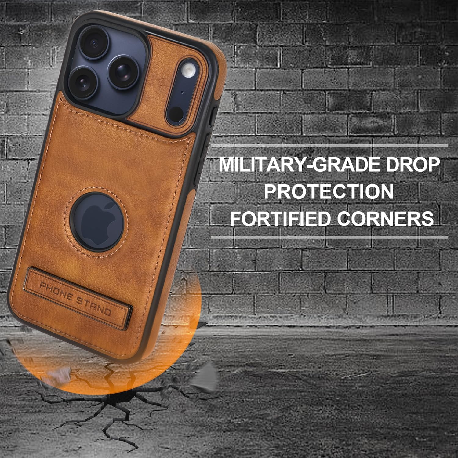 Leather Case for iPhone 17 Pro Max Case, Protective Slim with Kickstand Shockproof Phone Cases, Built-in Invisible Stand Compatible with iPhone 17 Pro Max 6.9'' (Brown) - Image 3