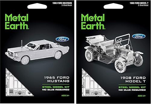 Miniatura 2 de Juego de 2 modelos de metal 3D Metal Earth de Metal Earth Ford - Mustang 1965 y modelo T 1908