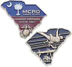USMC Parris Island Challenge Coin - MCRD Marine Corps Recruit Depot Military Coin - Challenge Coin Designed by Marines for Marines! Officially Licensed
