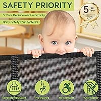 Vista 6 de Puertas de bebé retráctiles reforzadas de 55" de ancho con tiras reforzadas, puerta retráctil para perros interior/exterior para puerta, evita