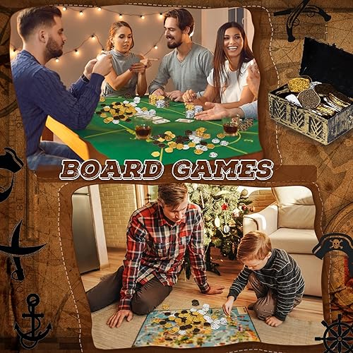 Miniatura 4 de Hanaive 100 monedas piratas de metal, cofre del tesoro, doblón español, monedas falsas para niños, juegos de mesa, fiesta pirata, cosplay (estilo