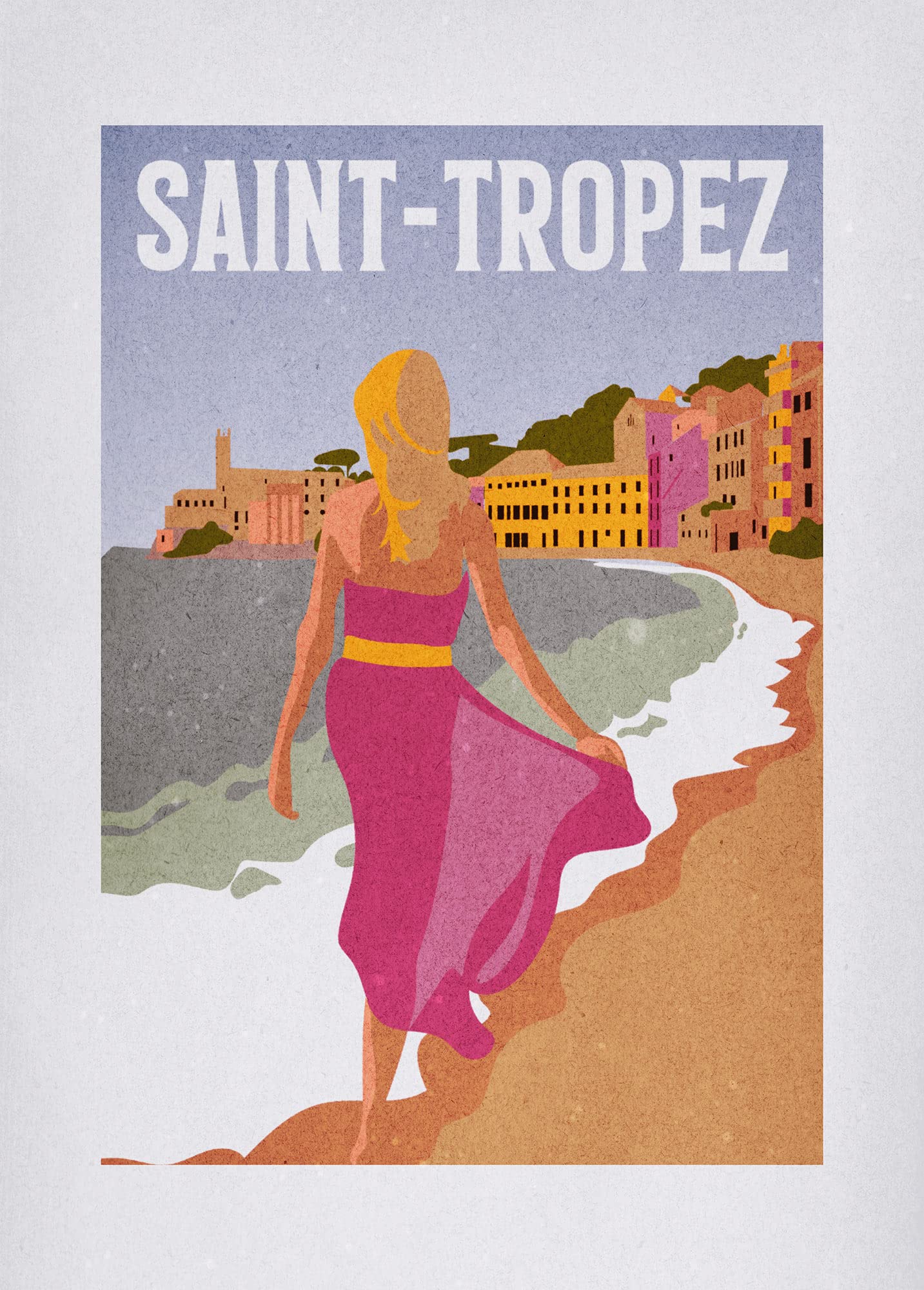 Komar Wandbild Vintage Travel Saint-Tropez, 50 x 70 cm