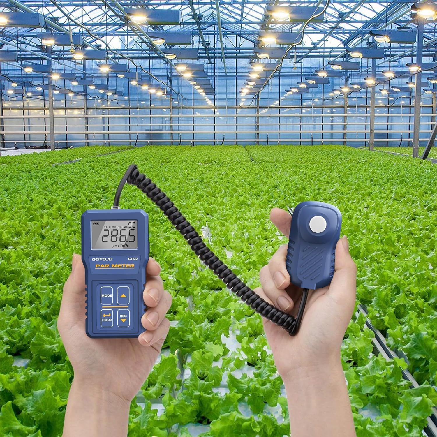 GOYOJO Medidor de luz Digital de Mano, Medición Precisa de PPFD para Hidroponía, Invernaderos y Optimización del Crecimiento de Plantas en Interiores, Medidor de Intensidad de luz LED de 400 a 700 NM