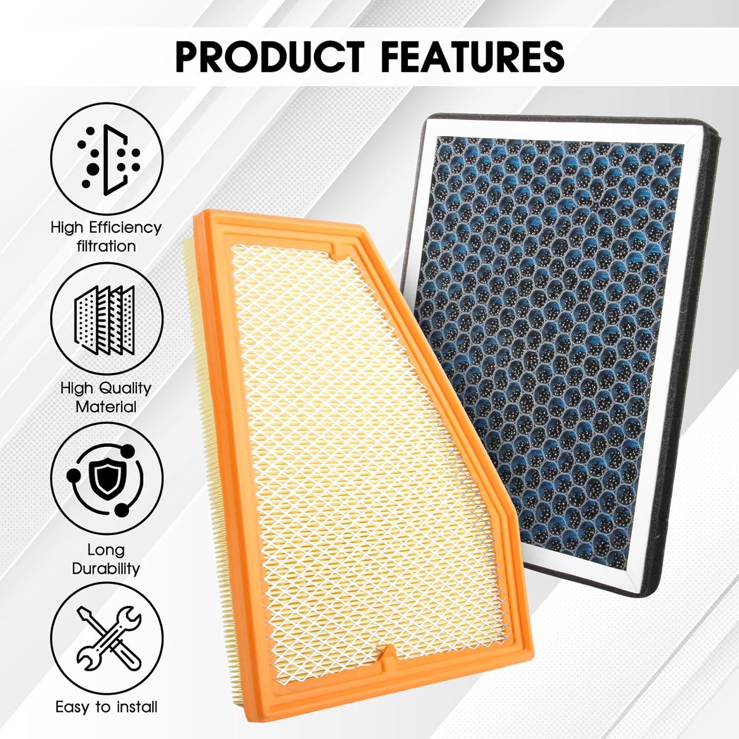 Engine Air Filter and Cabin Air Filter Combo Set Compatible for Jeep Grand Cherokee 2022-2024, Grand Cherokee L 2021-2024, Replace Part # 68376815AA CF12935