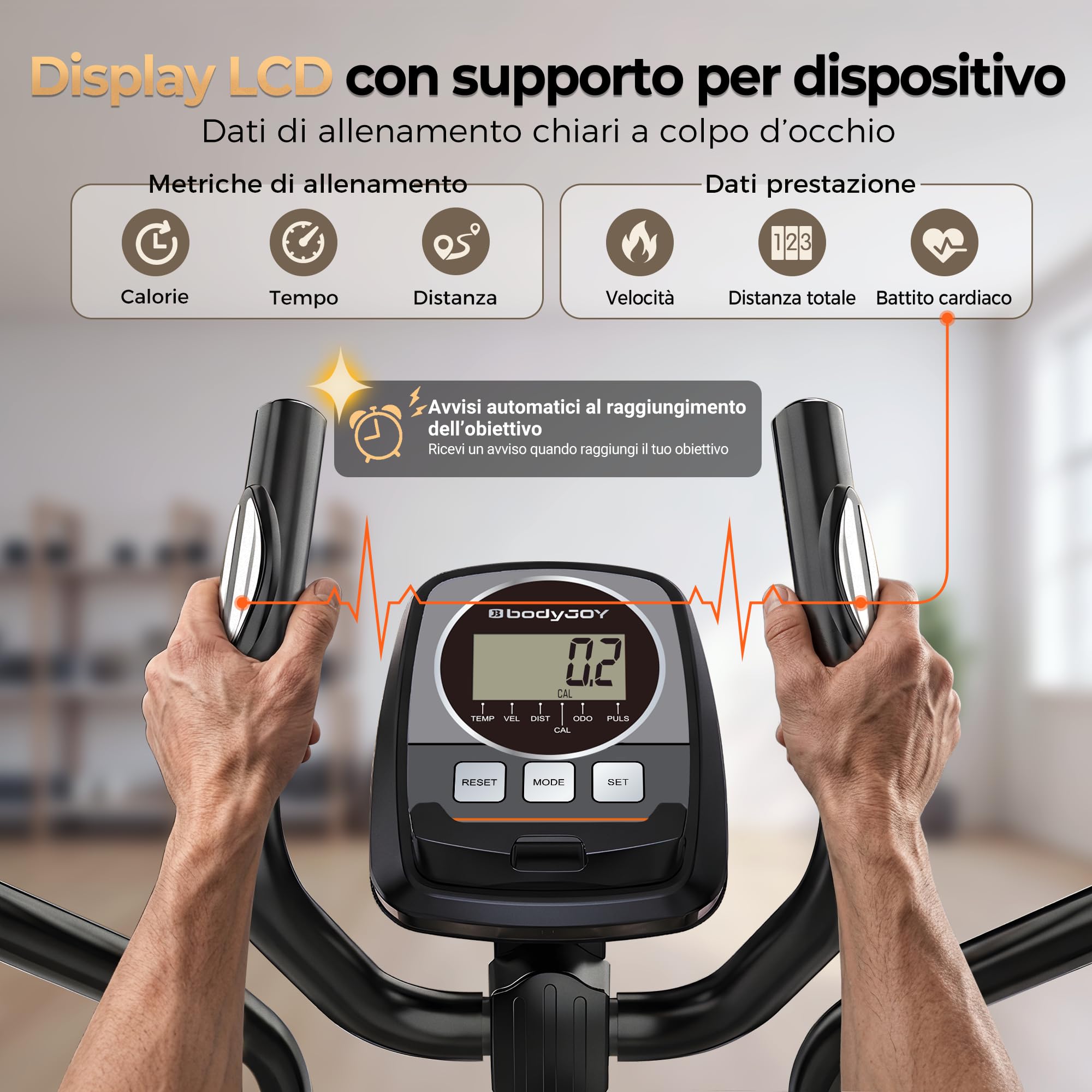 Niceday Ellittica Magnetica per Casa, Falcata da 46 cm, Portata 181 kg | 16 livelli di resistenza regolabili per allenamenti fluidi e personalizzati, ideali per esercizio completo a basso impatto.