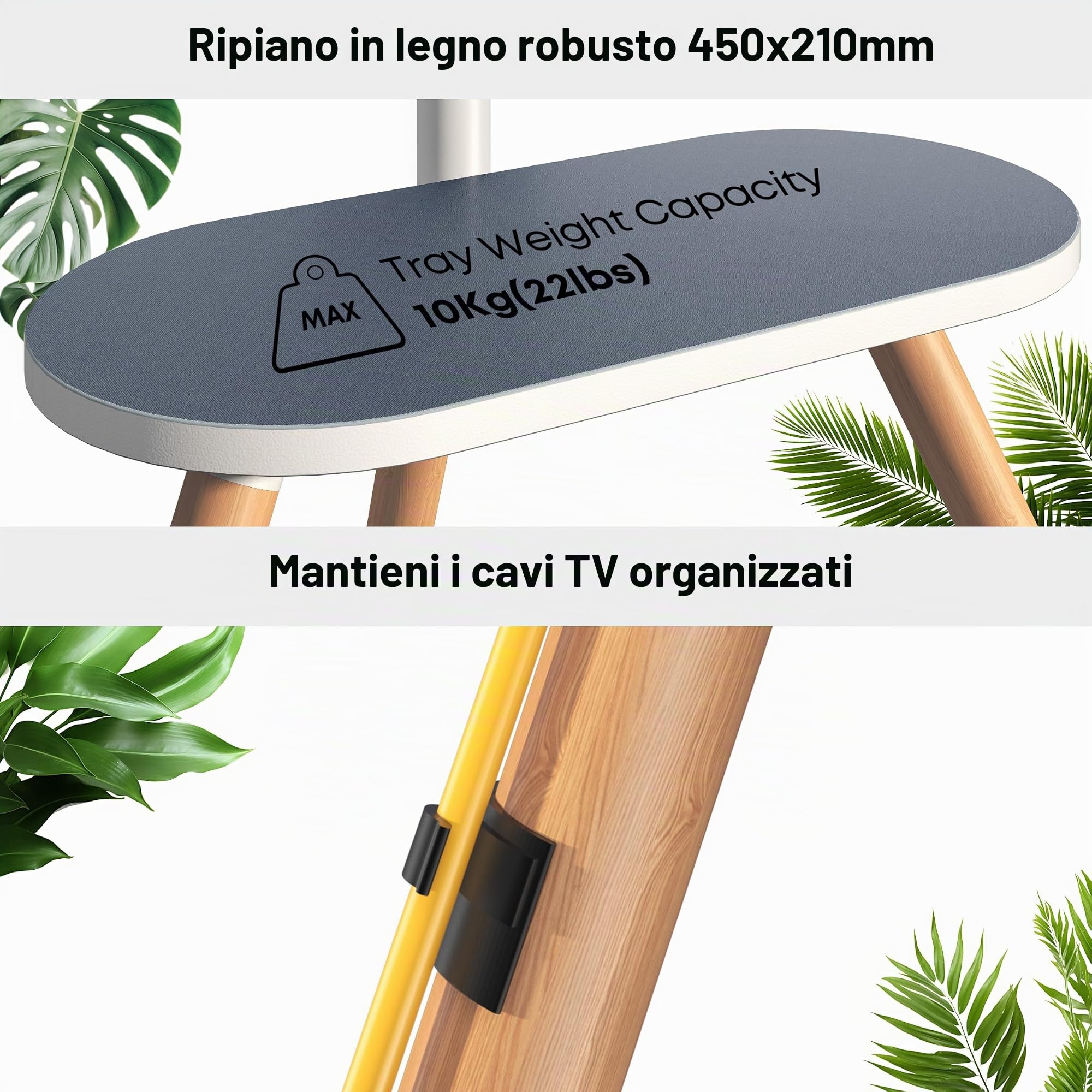 PUTORSEN Tripod Supporto TV Universale, Dimensioni Schermo 43"-65", LCD/LED/OLED/QLED, Girevole e Adattabile in Altezza, Max VESA 400 x 400mm, Design Elegante, Bianca