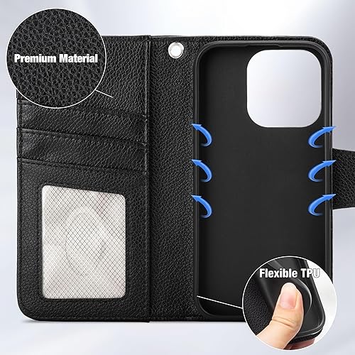 Miniatura 120 de Arae Compatible with iPhone 15 Case with Card Holder and Wrist Strap Wallet Flip Cover for iPhone 15 6.1 inch,Wine Red