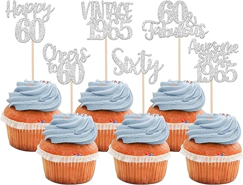 Miniatura 8 de Rsstarxi Paquete de 24 adornos vintage 2010 para cupcakes con purpurina impresionante desde 2010, catorce 14 fabulosas selecciones de cupcakes