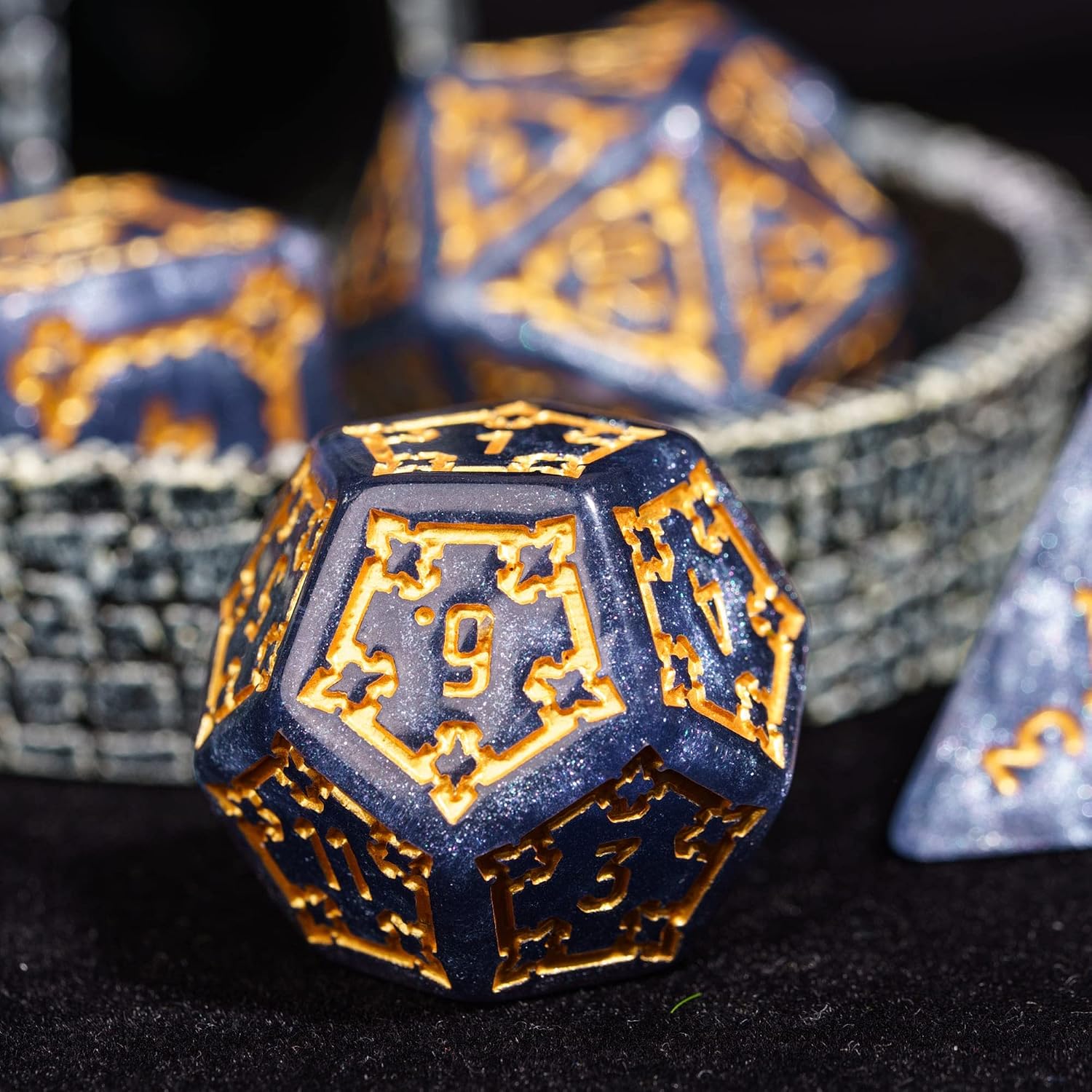 cusdie 7 Pcs 25mm Giant DND Dice, Polyhedral Dice Set, D&D Dice for Dungeons and Dragons Pathfinder RPG MTG(Blue)