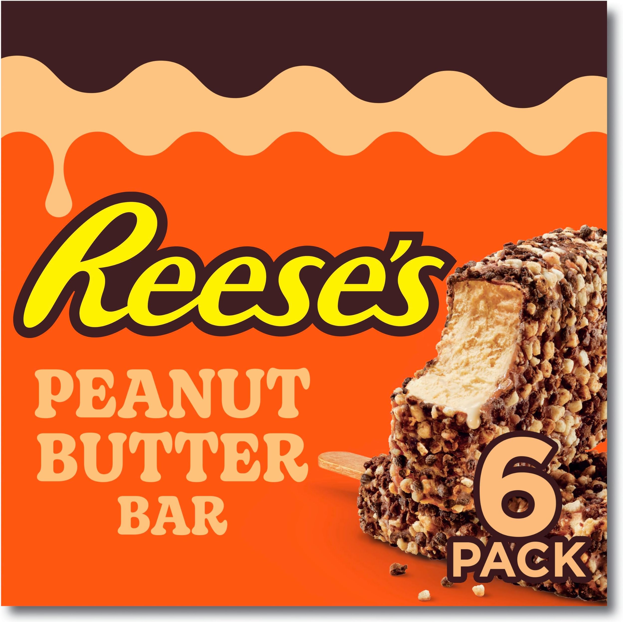 REESE’S Peanut Butter Frozen Dairy Dessert Bar with a Milk Chocolatey Coating and Cake Crumbs 6 ct Ice Cream Alternative