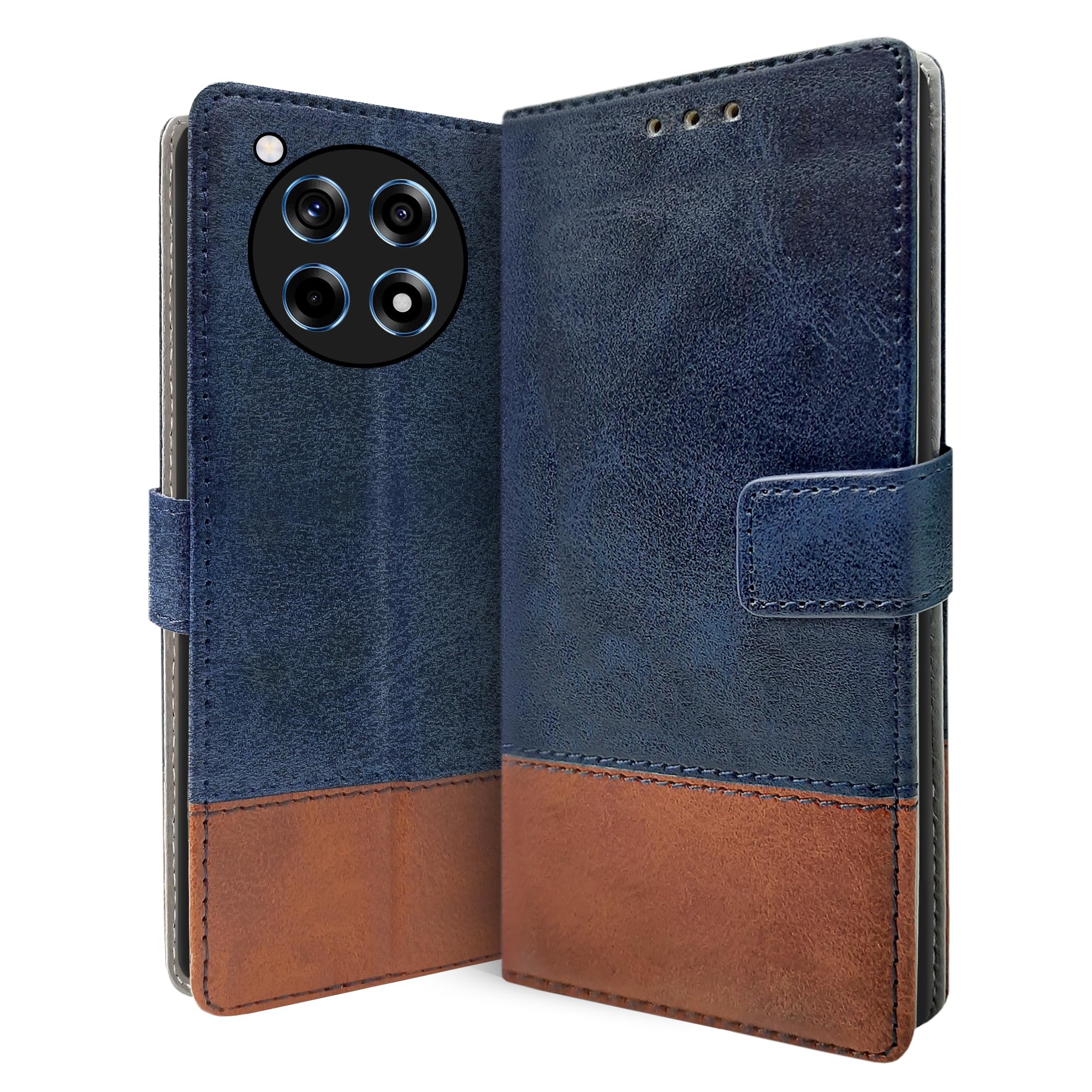 CEDO OnePlus 12R (5G) Flip Cover | Leather Finish | Inside Pockets & Inbuilt Stand | Shockproof Wallet Style Magnetic Closure Back Case Flipcover (Blue Brown) (B0CY84LPF5) Amazon Price History, Amazon Price Tracker