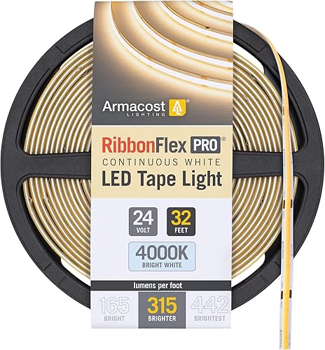 Miniatura 13 de Armacost Lighting RibbonFlex Pro 24V Tira de Luz LED COB Blanca Tira de Luz de Tira de LED 3000K, 315 Lúmenes/Pie, 2.5M 172210 Blanco (Soft White