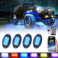 Vista 16 de 10 cápsulas de luz RGB para camión, multicolor, neón, luces de roca RGB impermeables con control de aplicación/RF para automóvil, Jeep, todoterreno
