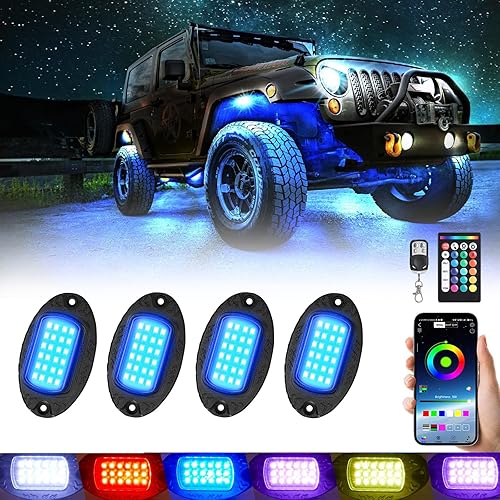 Miniatura 16 de 8 vainas RGB LED Rock Lights para Jeeps, camiones, carrito de golf, ATV, UTV RZR, SUV, todoterreno, kit impermeable multicolor con aplicación, modo