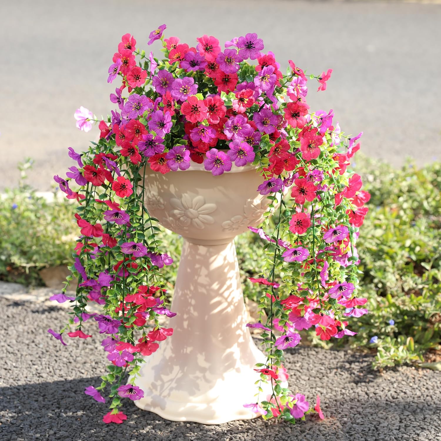 Artificial Hanging Flowers for Outdoors,No Fade 2 Bundles Fake Silk Flowers for Outside, Realistic Faux Plants Decorations for Hanging Baskets, Planters-Porch, Patio, Yard Decor - Image 2