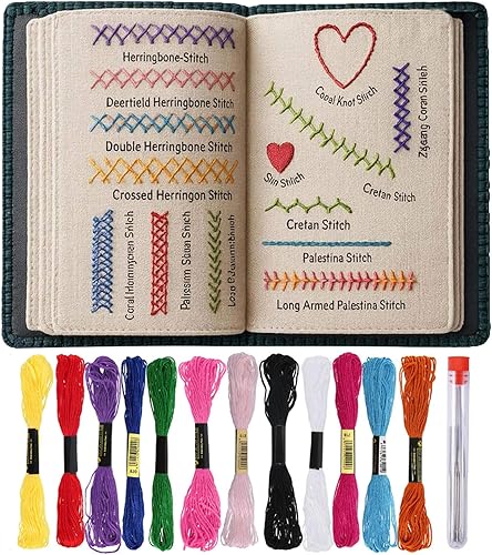 PLUSHCEWT Stickbuch für Anfänger und Erwachsene Stickerei-Set Stichen Leinenstic
