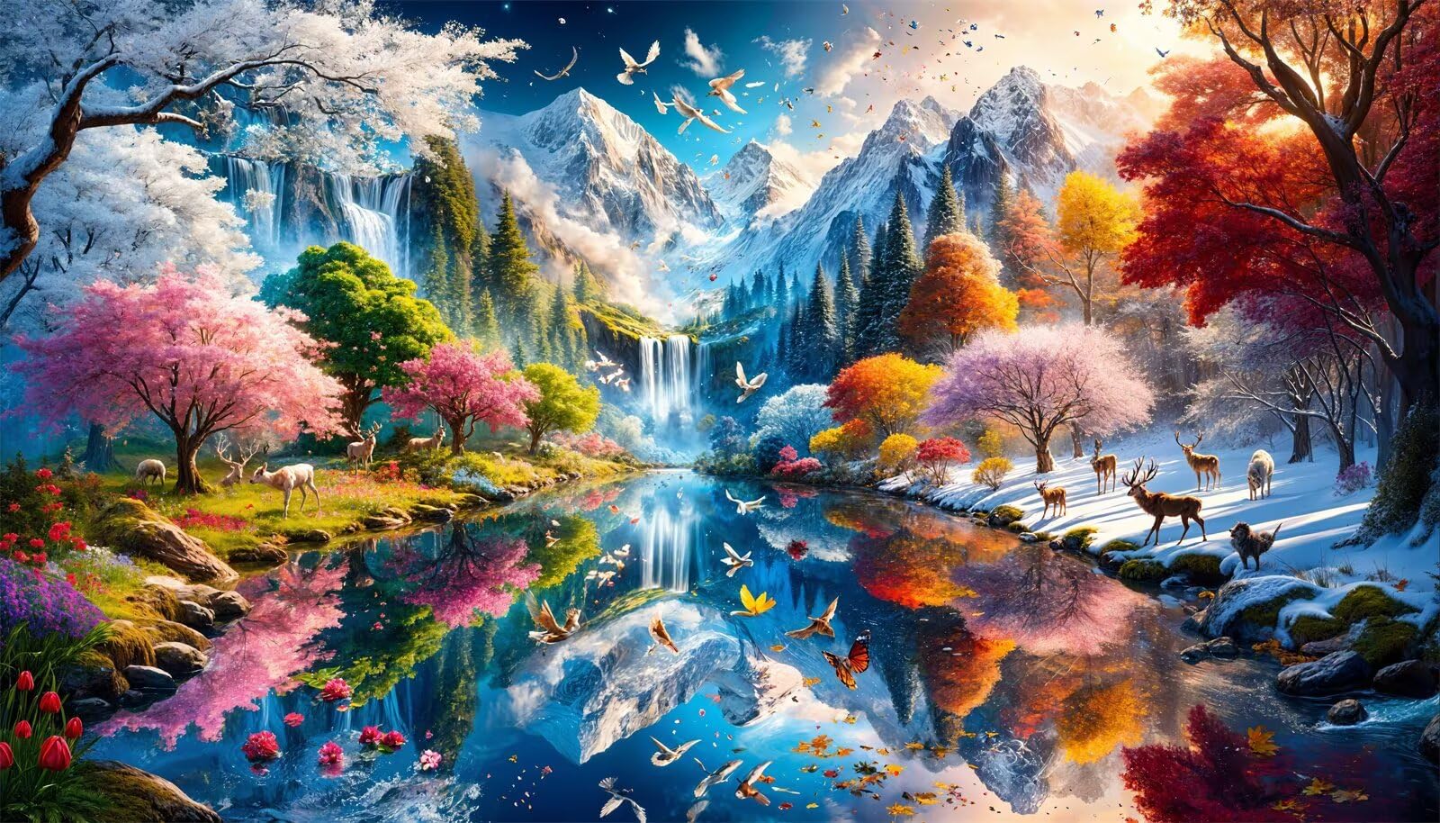 Puzzle dla dorosłych, 3000 sztuk, wymagające łamigłówki, gry logiczne dla całej rodziny, świąteczny prezent dla przyjaciół w pięknym opakowaniu (zwierzęta z jeziora Snow Mountain)