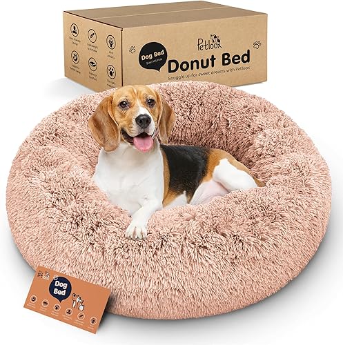 Miniatura 14 de Cama para perros con forma de dona, comodidad prémium para aliviar la ansiedad, diseño esponjoso y calmante con soporte ultra afelpado, acogedora