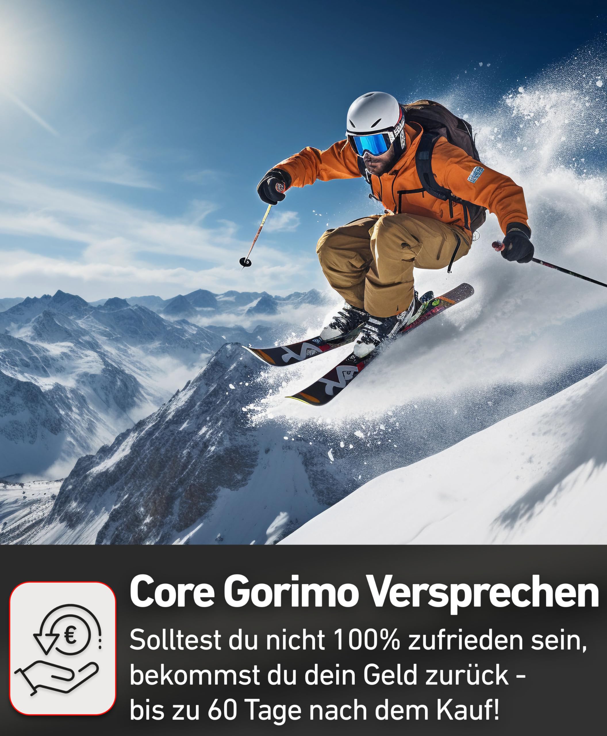 CORE GORIMO – 2 paia – Calzini da sci in lana merino – Piacevolmente caldi e super morbidi – Supporto ottimale per lo sci per uomo e donna