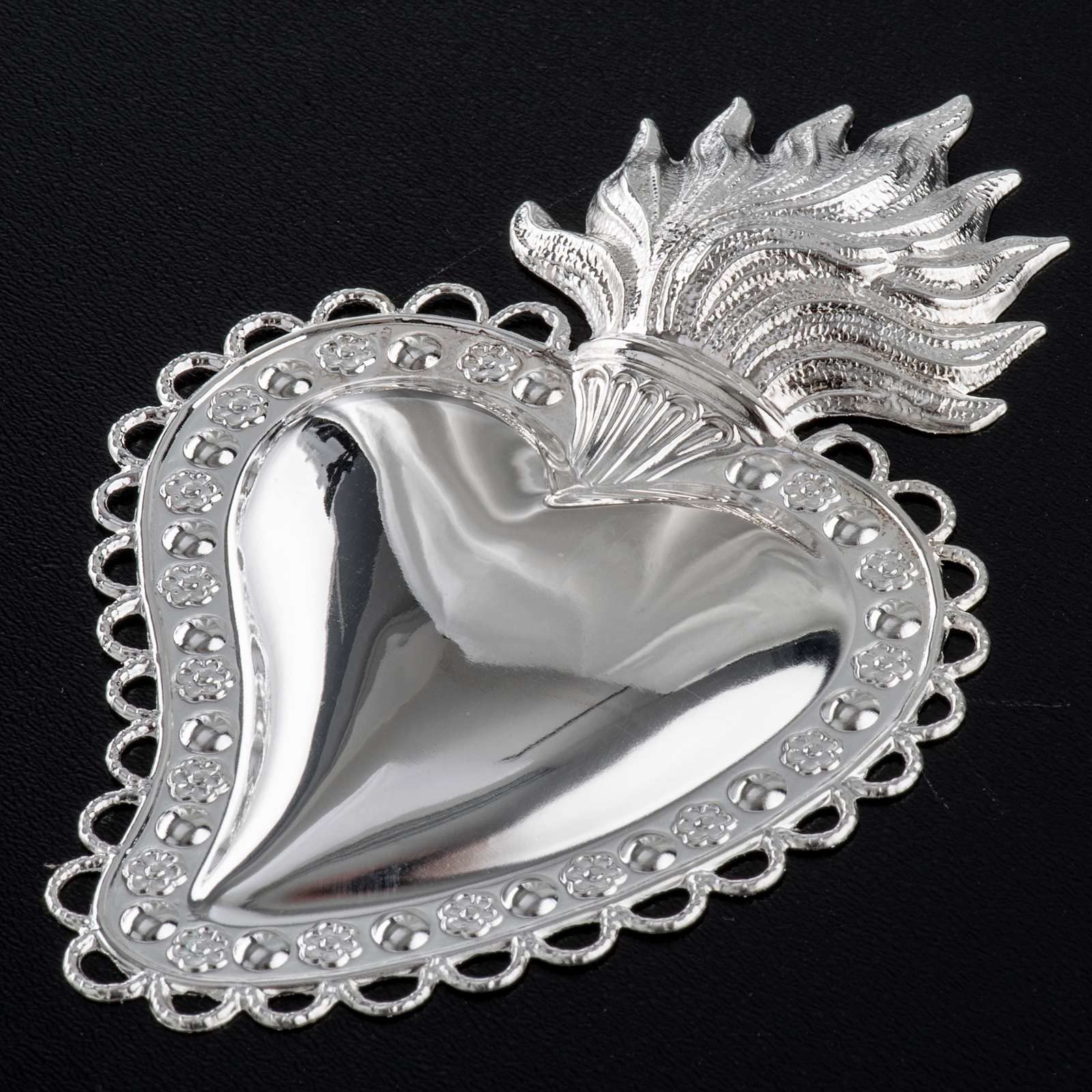 Holyart Cuore votivo Decoro Floreale 10.5x7 cm, Metallo