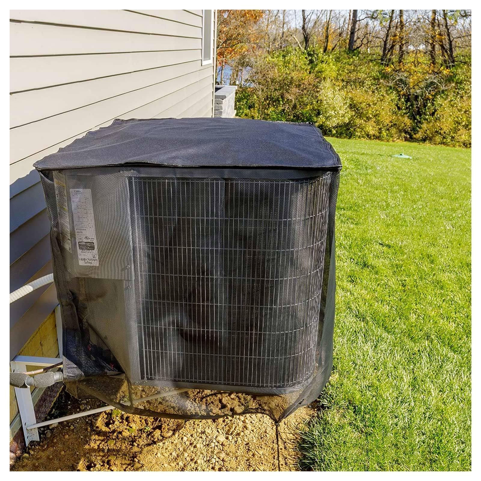 QYMYOZ All-Season Air Conditioner Cover for Outdoor Units, Waterproof Cottonwood Fluff Top, Protects Against Leaves & Debris, Durable & Weather-Resistant, Universal Fit
