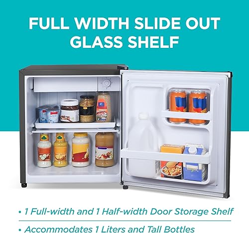 Miniatura 4 de BLACK+DECKER Refrigerador compacto de 1.7 pies cúbicos, certificado ENERGY STAR, mini refrigerador de una sola puerta con compartimento enfriador