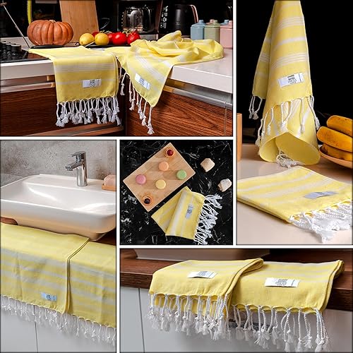 Miniatura 4 de Juego de 2 toallas de mano de 18 x 30 pulgadas, toalla de mano turca decorativa para baño, cocina, invitados, rostro, cabello, té y usar como paño