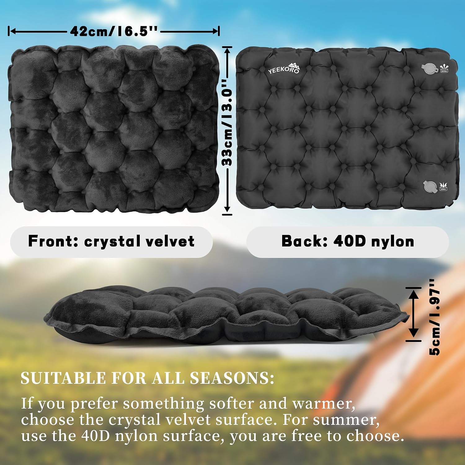 Inflatable Seat Cushion, Lightweight Air Sitting Pad (Black)