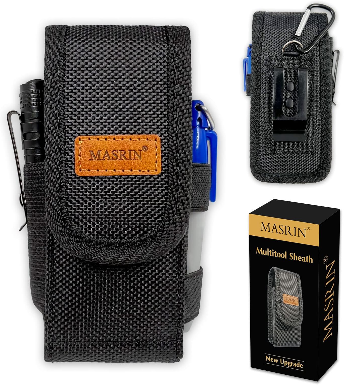 Multitool Sheath-EDC Pouch,Multi Tool Holster for Belt,Small Tactical Tool Pouch Accessories,Organizer Sheath Compatible with Multi Tool Case with Leather Logo and Belt Clip for Man