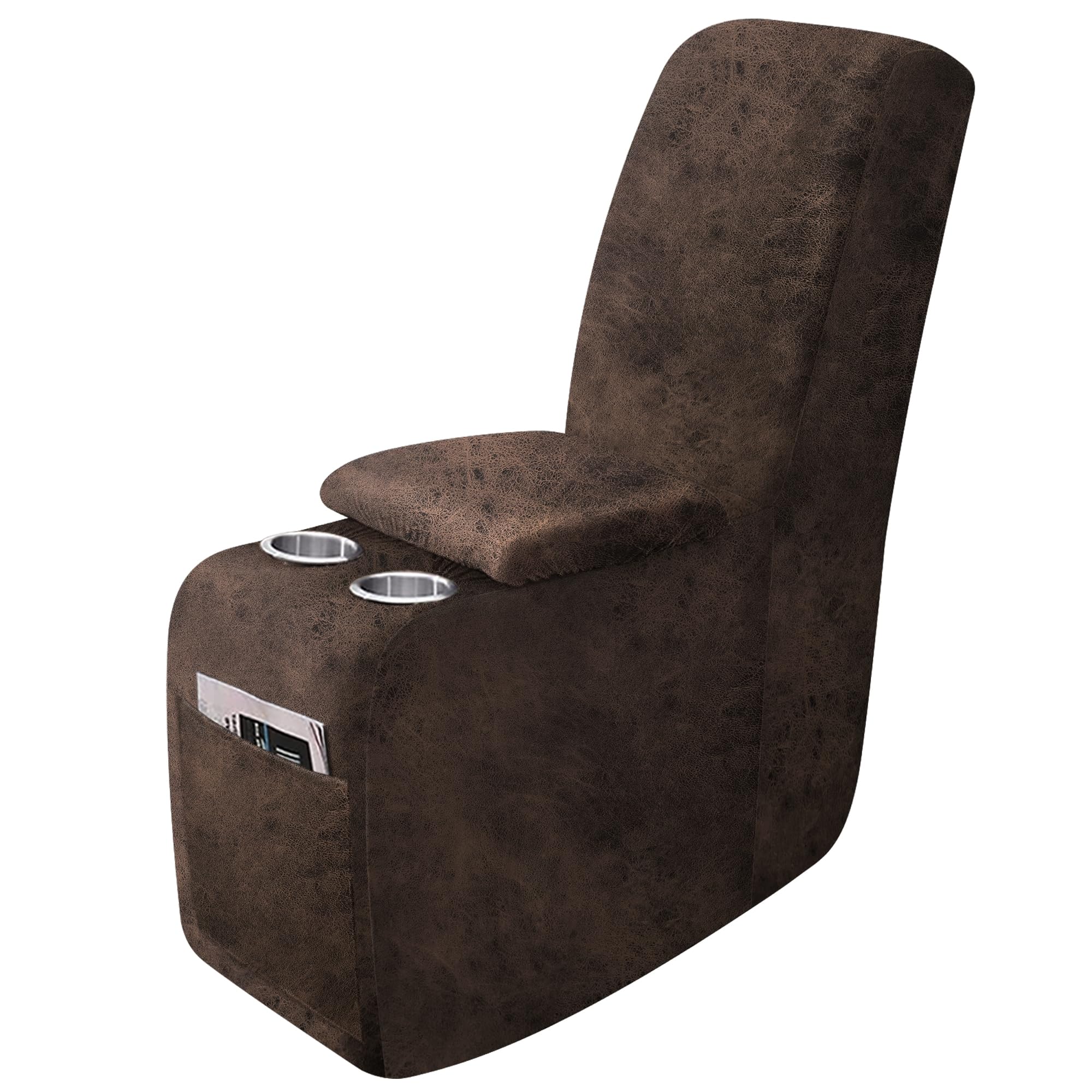 Photo 1 of ANARACHON Leather Look Recliner Console Cover for Recliner Couch, Stretch Middle Console Slipcovers for Reclining Sofa and Loveseat, Washable Furniture Protector for Pets (1 Console Cover, Brown)