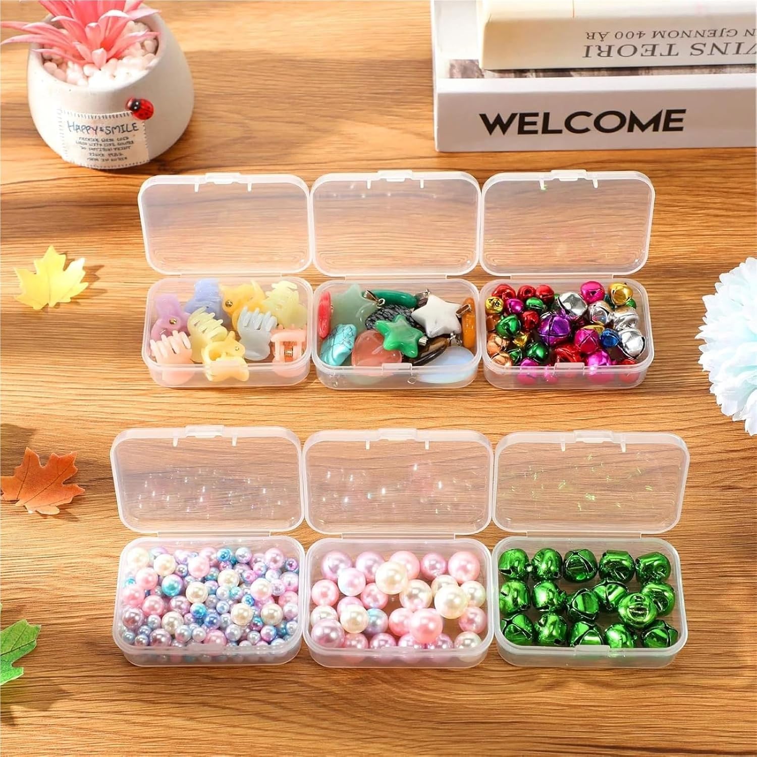 Mini Containers 72 Packs Small Clear Plastic Beads Storage Containers Box with Hinged Lid for of Items for Quick Identification in Home,Office,Travel Use