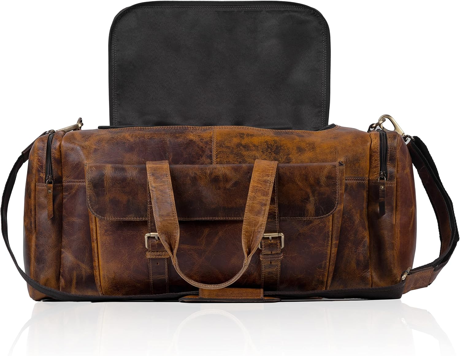 Leather duffel bag 24 Inch U Zip holdall Travel sports Duffle Weekend gym Sports