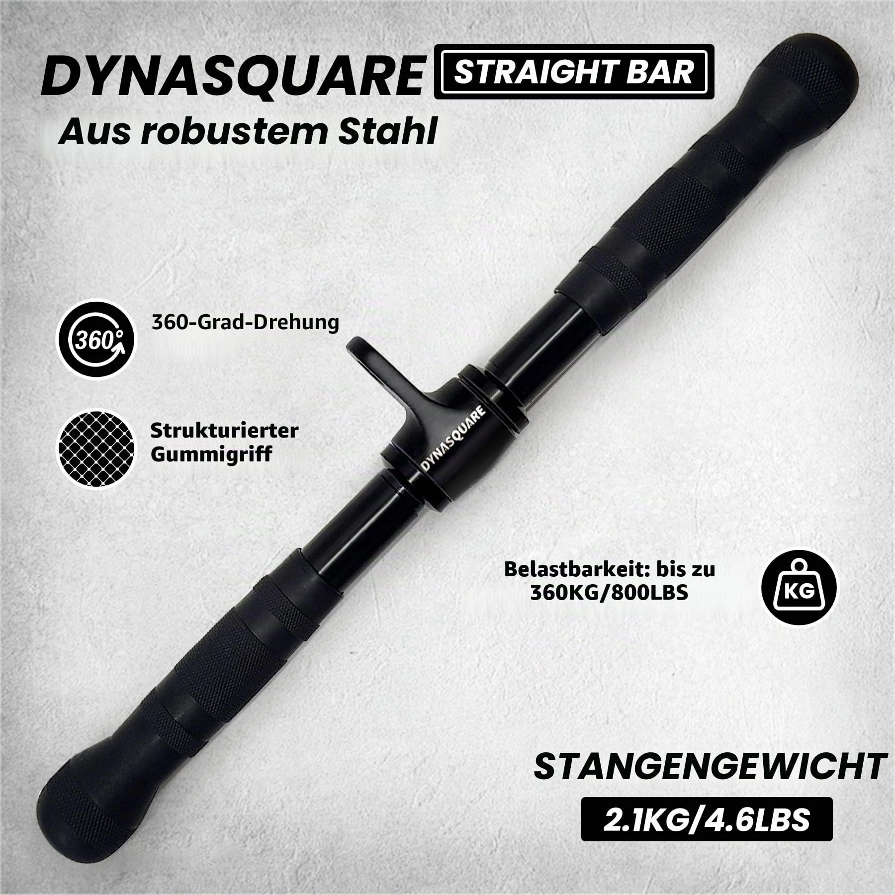 Kombination LAT-Zugzubehör, Seilzuggerät-Zubehör mit Curl- und Zugstange, passend für die meisten Fitnessgeräte, gefertigt aus robustem Vollstahl