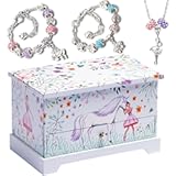ABI &plus; OLIE Ballerina Unicorn Kids Jewelry Box for Girls & Little Girls Jewelry Box Organizer - A unicorn music box gift for girls 4-6 and 6-12