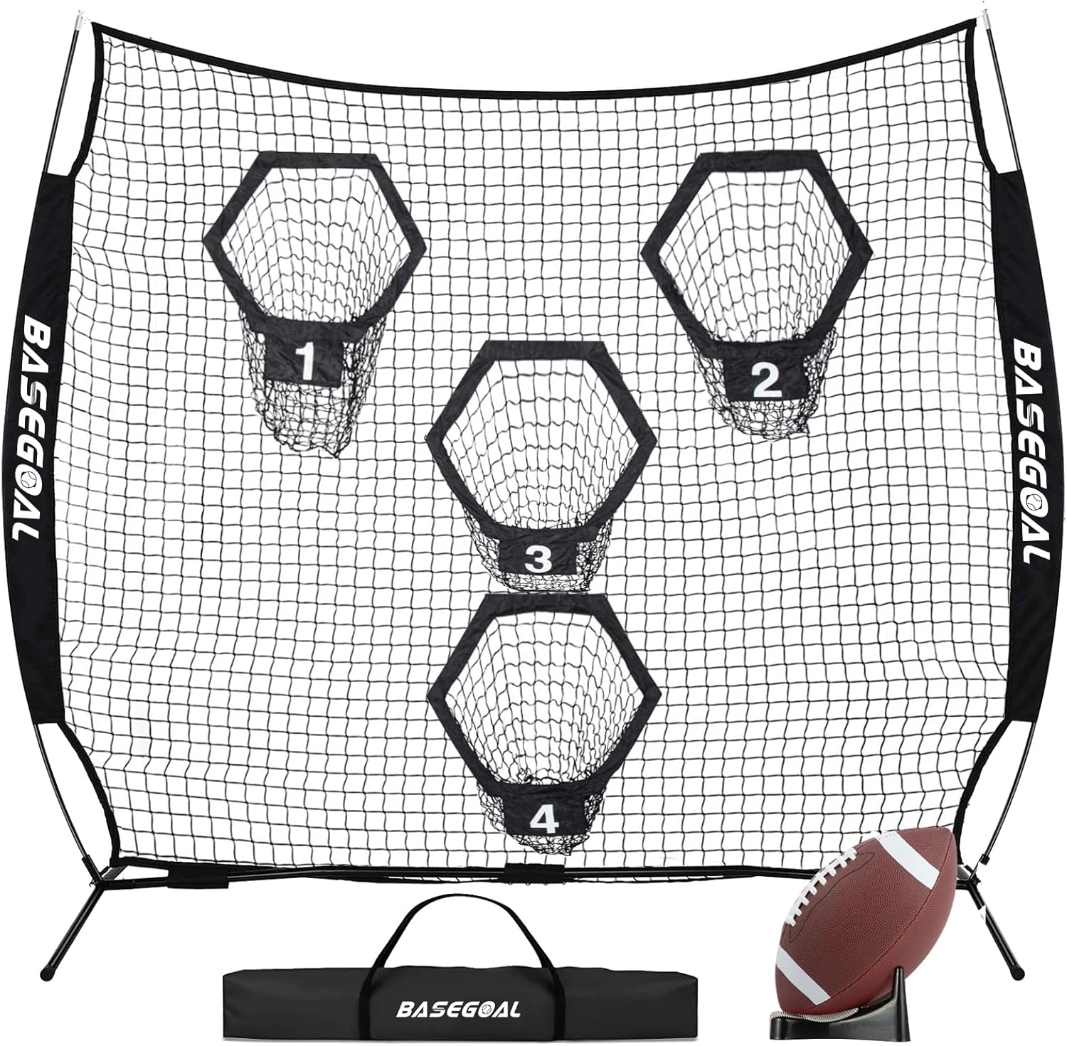 8 x 8ft Football Nets for Throwing,Football Target,Quarterback Training Equipment with 4 Target Pockets for Improving Football Accuracy Throwing