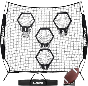 شبكات كرة القدم BaseGoal 8 &times; 8 قدم للرمي ، هدف كرة القدم ، معدات تدريب Quarterback مع 4 جيوب مستهدفة لتحسين دقة كرة القدم   