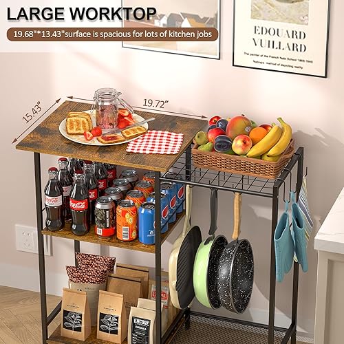 Miniatura 5 de Soporte de cocina con estante para ollas, soporte utilitario para horno de microondas con almacenamiento, mesa de bar de café de 5 niveles, estante