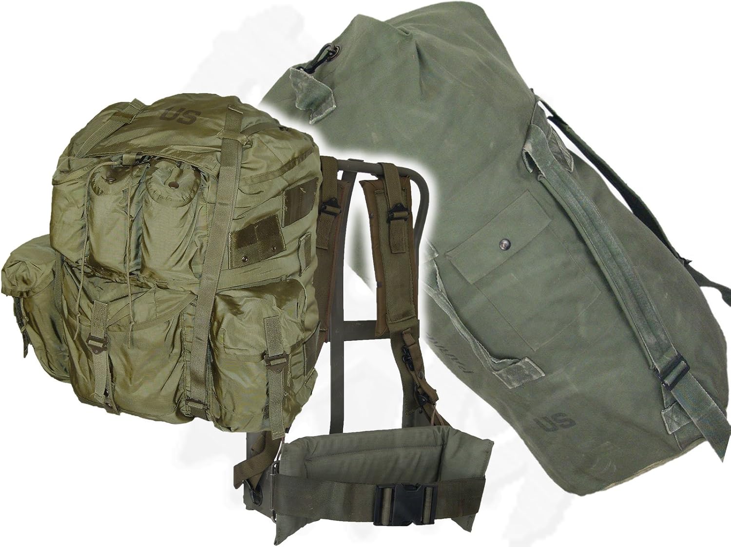 Large ALICE Field Pack w/ Frame & Military Duffle Bag