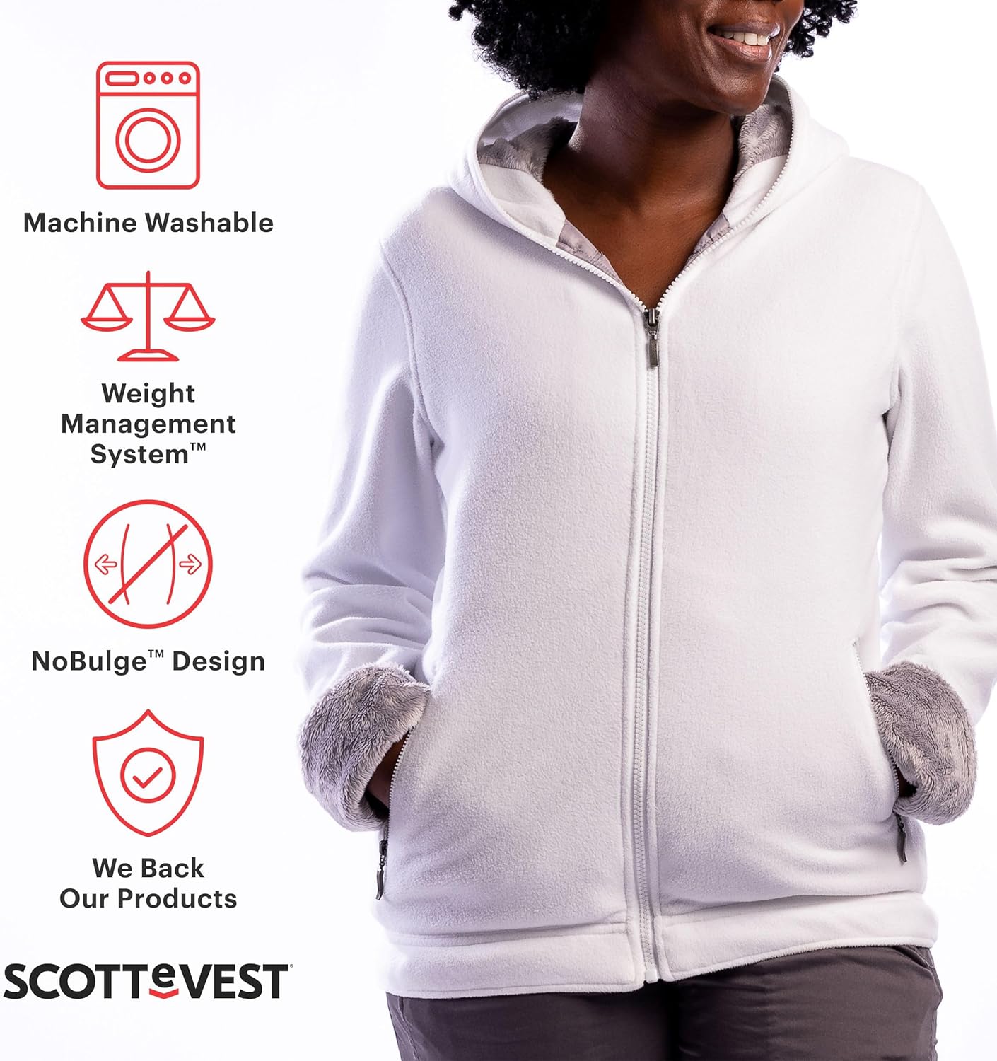 SCOTTeVEST Hoodie for Women - 14 Hidden Pockets - Warm Fleece Zip Up Sweatshirt for Travel & More - Image 2