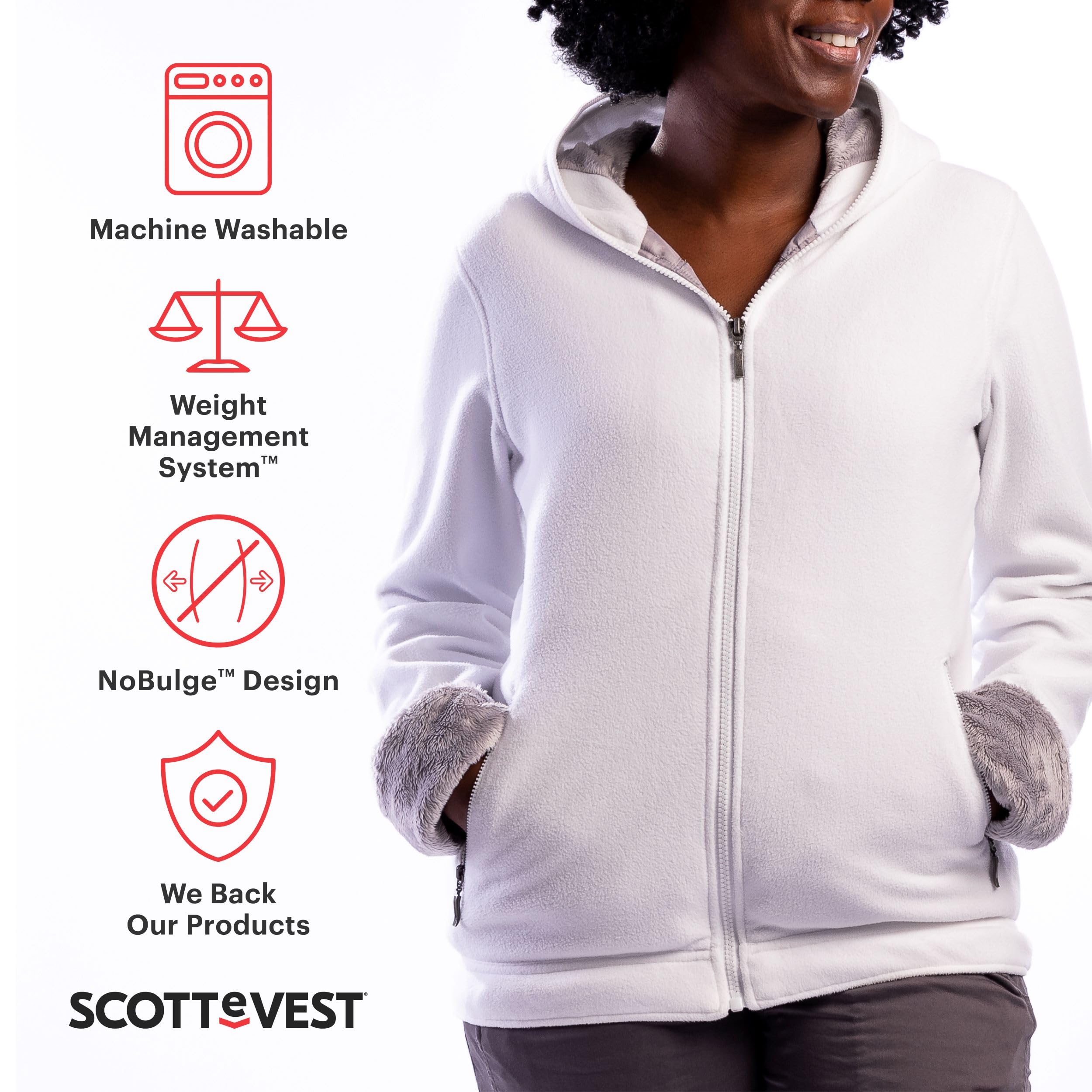 SCOTTeVEST Chloe Hoodie for Women 14 Pockets Warm Fleece for Travel | Soft Fleece Travel Hoodie with Zip-Up Styling Wrinkle-Resistant Fabric Warm Comfort Versatile Wear and Secure Storage product thumbnail 3
