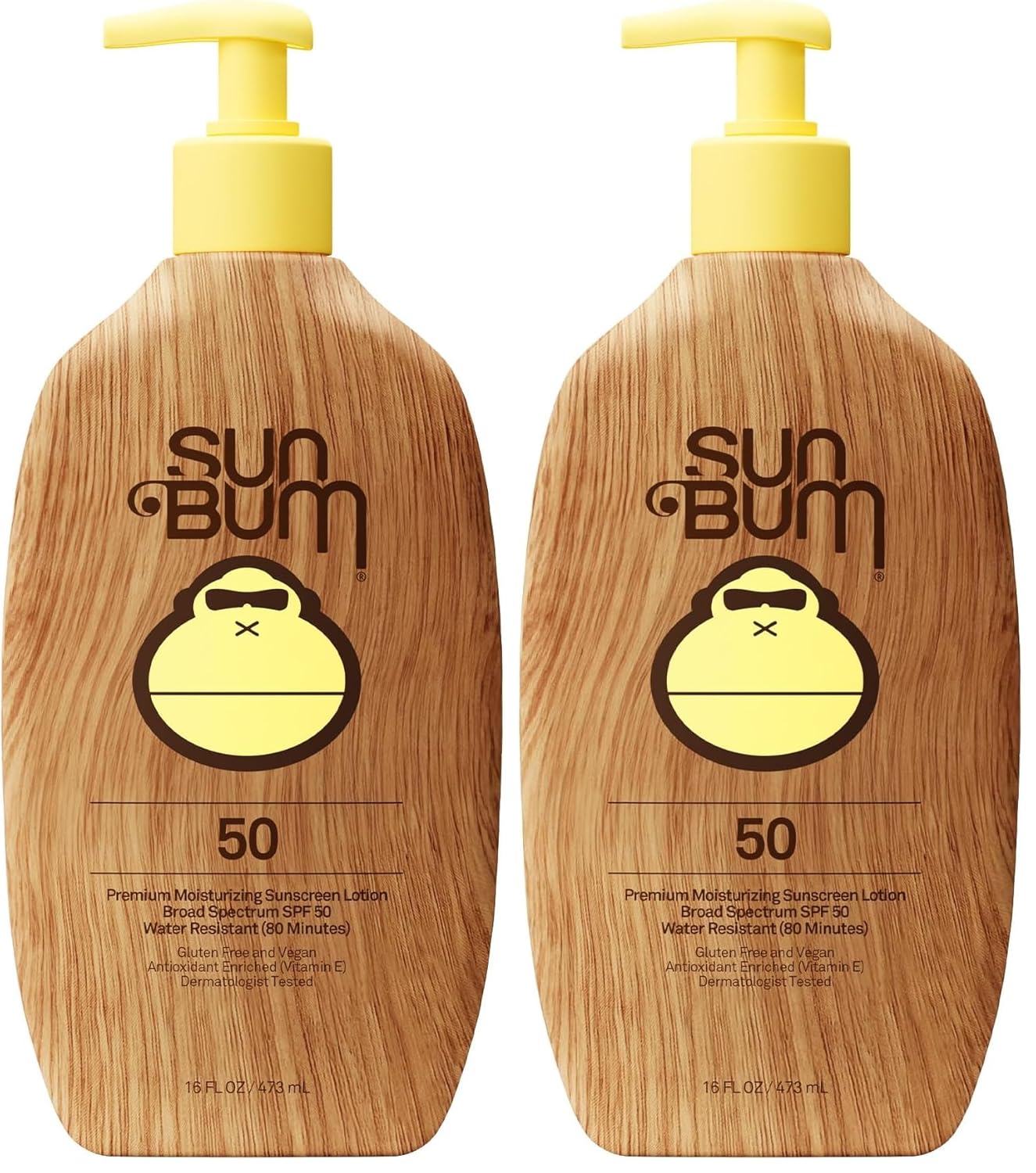 Sun Bum Original SPF 50 Sunscreen Body Lotion - Broad Spectrum Moisturizing Sunscreen with Vitamin E - Hawaii 104 Act Compliant (Made Without Octinoxate & Oxybenzone) - 16 oz,(Pack of 2)
