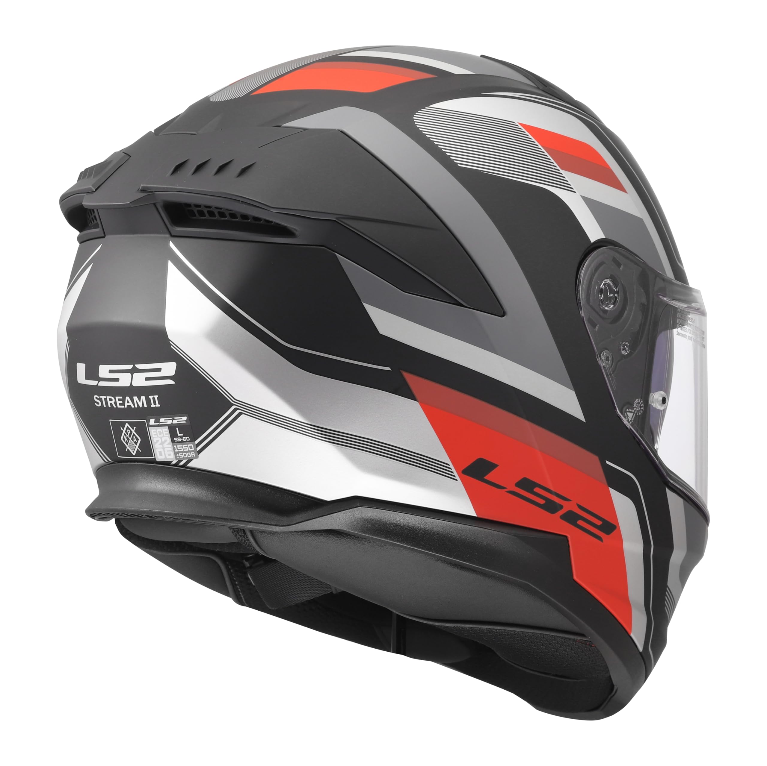 LS2 Helmet Casco Integral KPA FF808 Stream II Vintage Negro Rojo y Plata 22.06 (L 59/60)