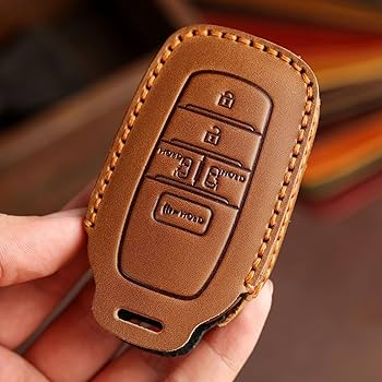 Hontumax Premium Leather 6-Button Key Fob Cover Case for