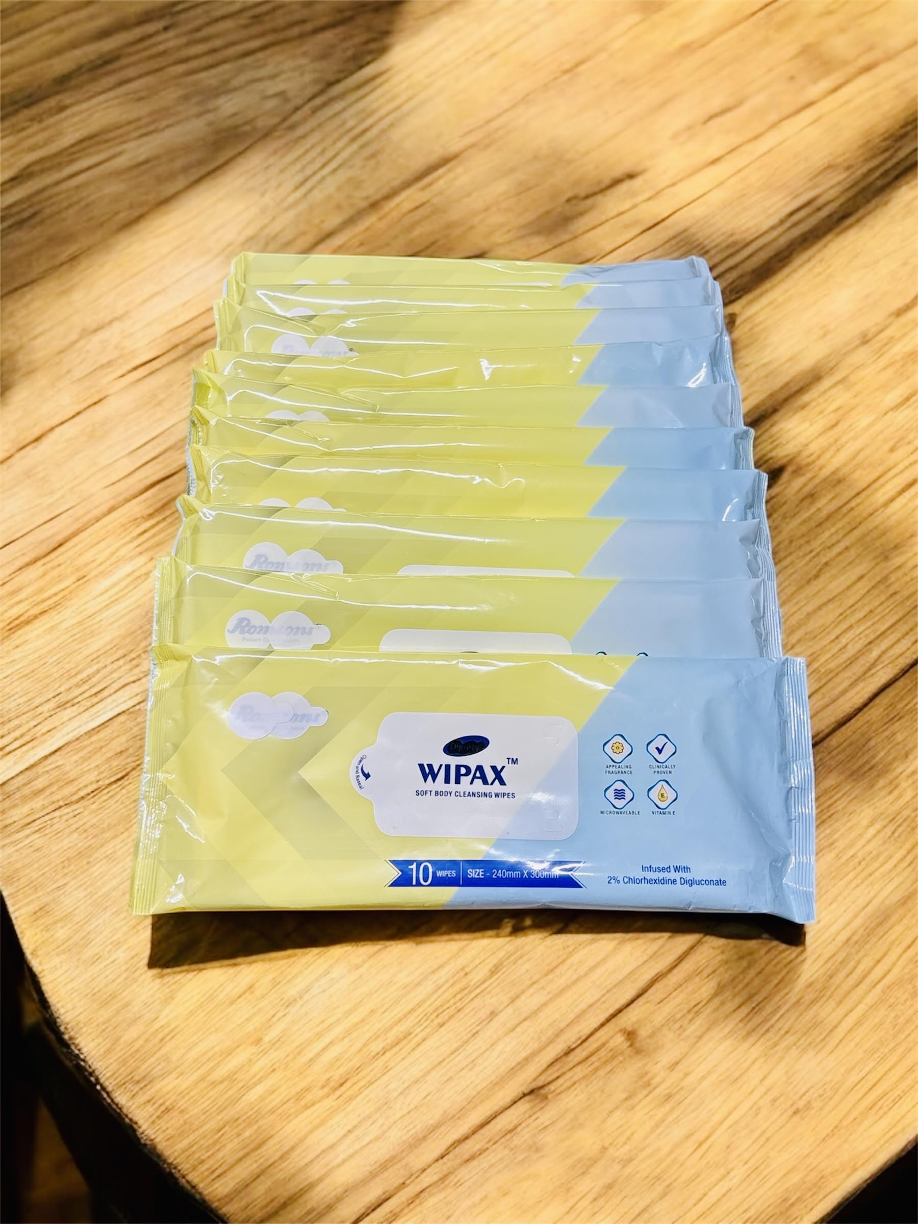 wipax adult soft body cleansing wipes pack of 30 packet (count 300 pcs) bed bath wet wipes towel type cold or warm features,size 240mm x 300mm