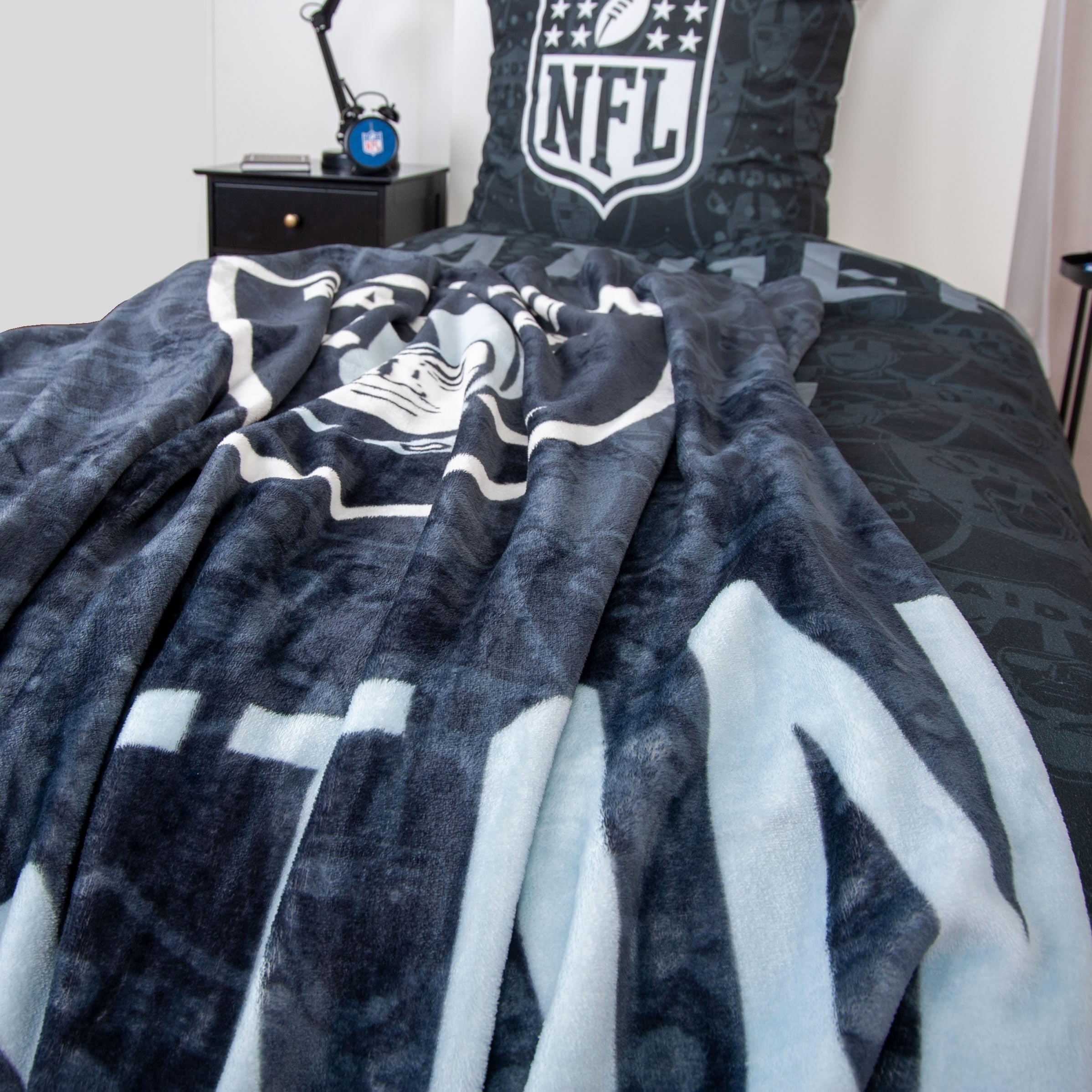 Herding Coperta Wellsoft NFL Raiders, 150 x 200 cm, Morbida e Confortevole, Poliestere