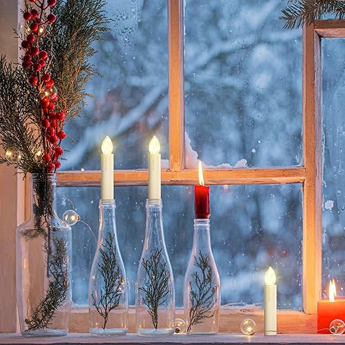 Miniatura 5 de 10 velas de Navidad para ventana, funciona con pilas, sin llama, con temporizador y clips remotos, luz blanca cálida para decoración de árboles de