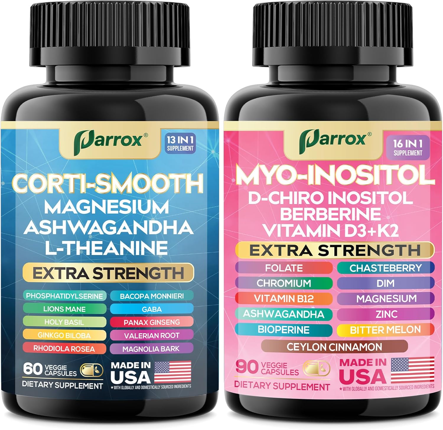 Cortisol & Myo-Inositol Supplement Bundle, Soothe & Smooth Bundle, 13-in-1 Cortisol Balance, Magnesium, Ashwagandha, L-Theanine, D-Chiro Inositol, Folate, Berberine, Chasteberry (150 Capsules) - Image 7